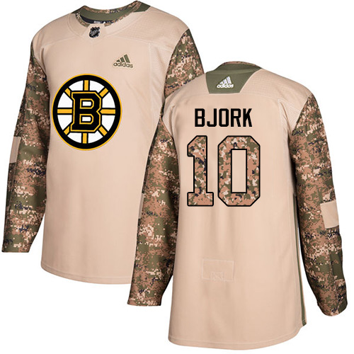Adidas Bruins #10 Anders Bjork Camo Authentic Veterans Day Stitched NHL Jersey